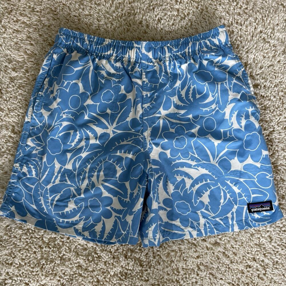Patagonia | Swim Trunks Shorts Baggies Blue Floral NWT- Size 12 Large Boys
